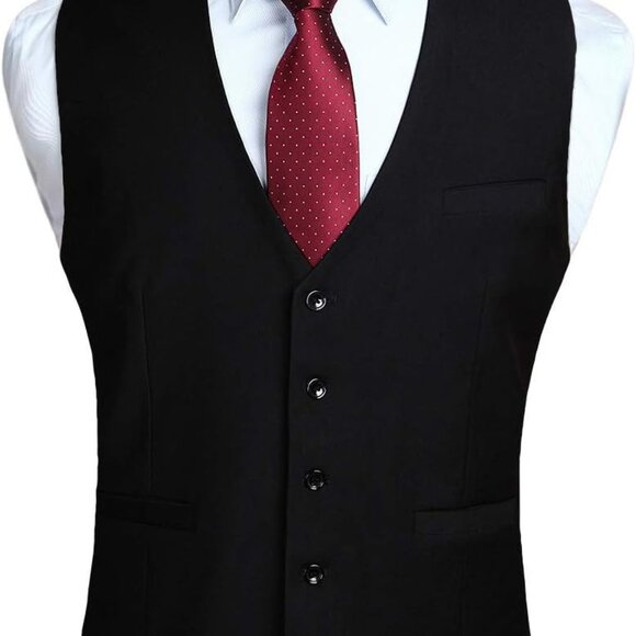 Other - Classic V-Neck Cotton Blend Men's Waistcoat - Size Medium for Weddings & More